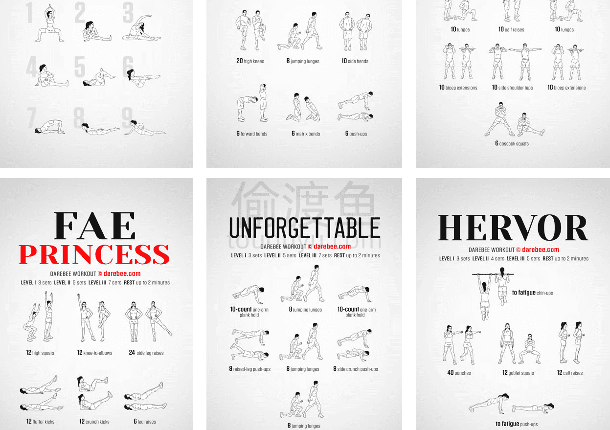 DareBee-2400多项免费身体锻炼方法（带插图）-偷渡鱼