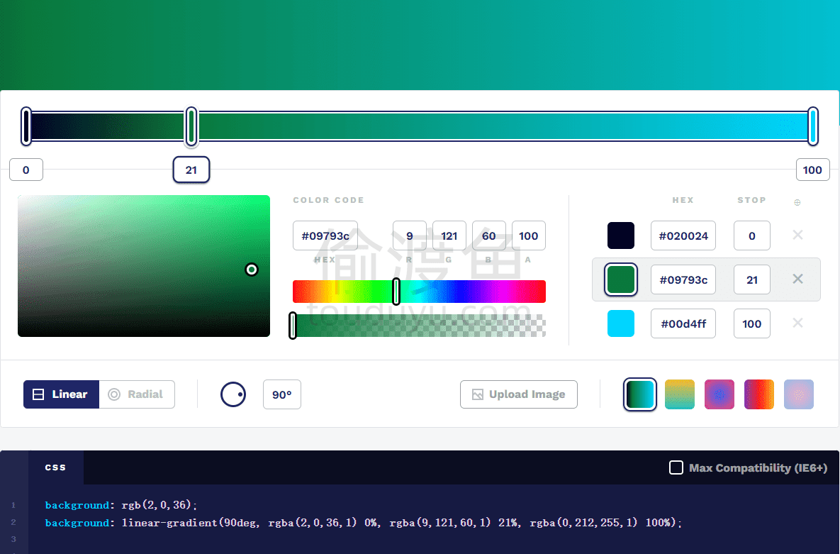 CSS Gradient-一个简单而多彩的CSS渐变生成器-偷渡鱼