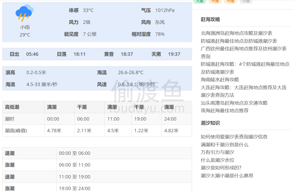 爱潮汐表-潮汐表时间查询,全国海域港口实时潮汐表-偷渡鱼