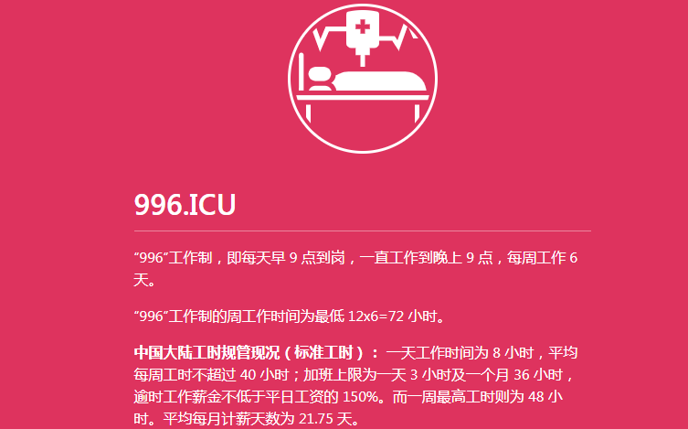 一个程序员为反对996工作制而创建的网站_996.ICU